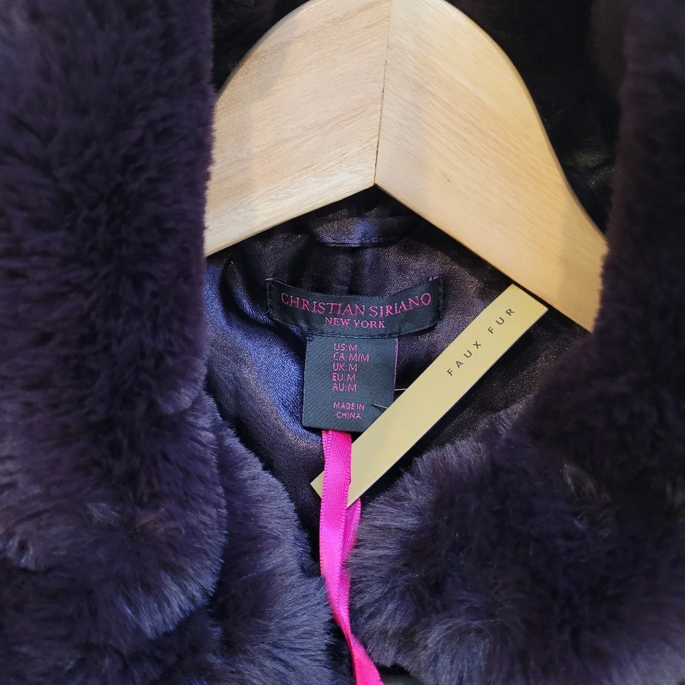 Christian Siriano NY Faux Fur Coat in Rich Purple 💜 - Picture 4 of 4